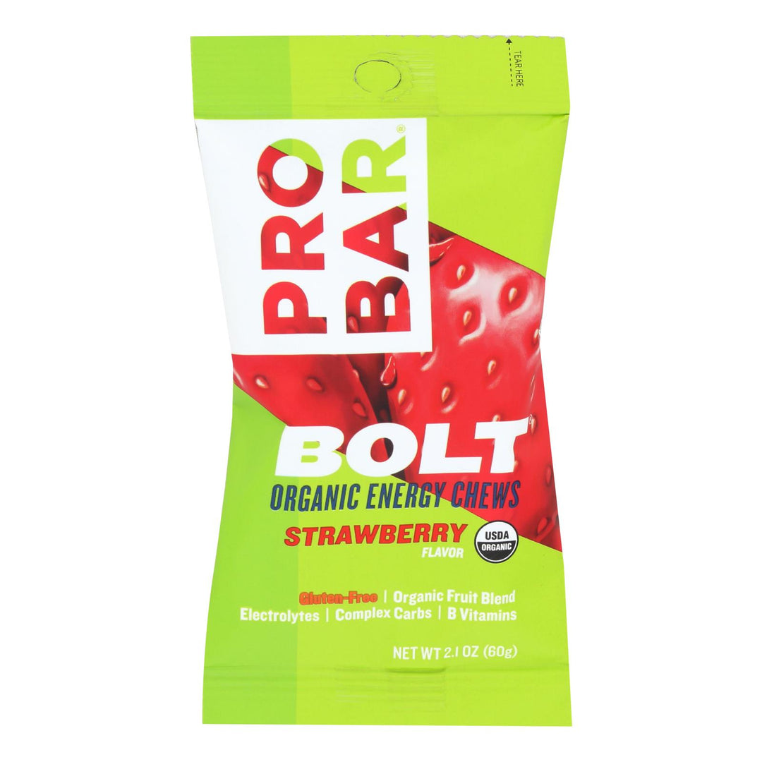 Probar Bolt Energy Chews - Organic Strawberry - 2.1 Oz - Case Of 12