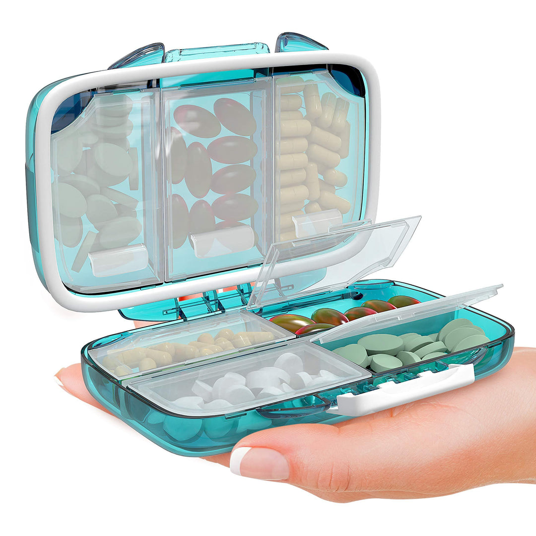 Travel Pill Organizer   Moisture Proof Pill Holder Daily Medicine Organizer Box Small Pill Case for Vitamin Supplement Pocket Pharmacy with Labels Pill Box For Purse Cute Pill Container 7 Compartments