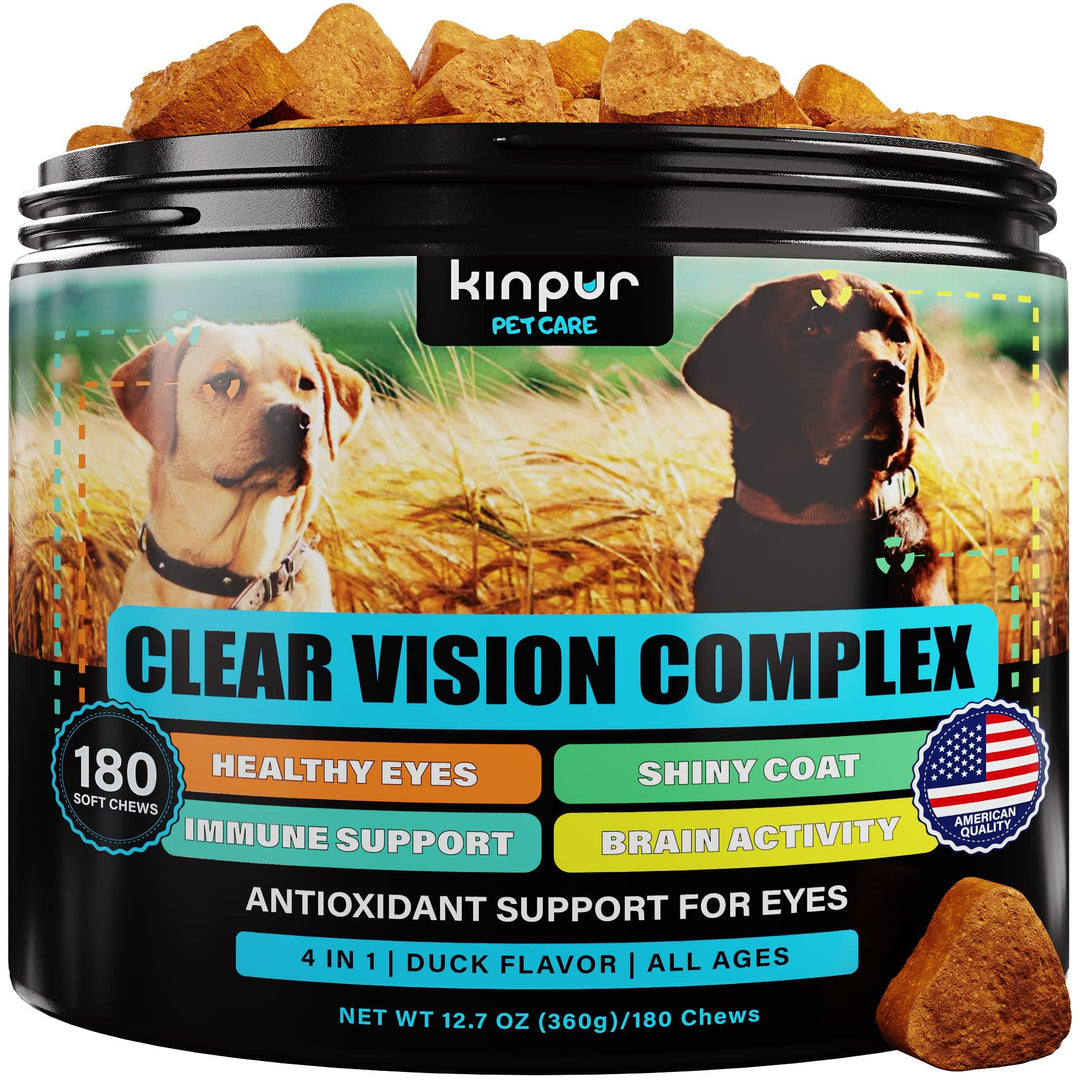 Eye Vitamins for Dogs   Dog Vision Supplement for Tear Stains Dog Eye Care Immune Support   Vitamin С Carrot Fish Oil Lutein   180 Soft Chews with Duck Flavor   for All Breeds and Ages