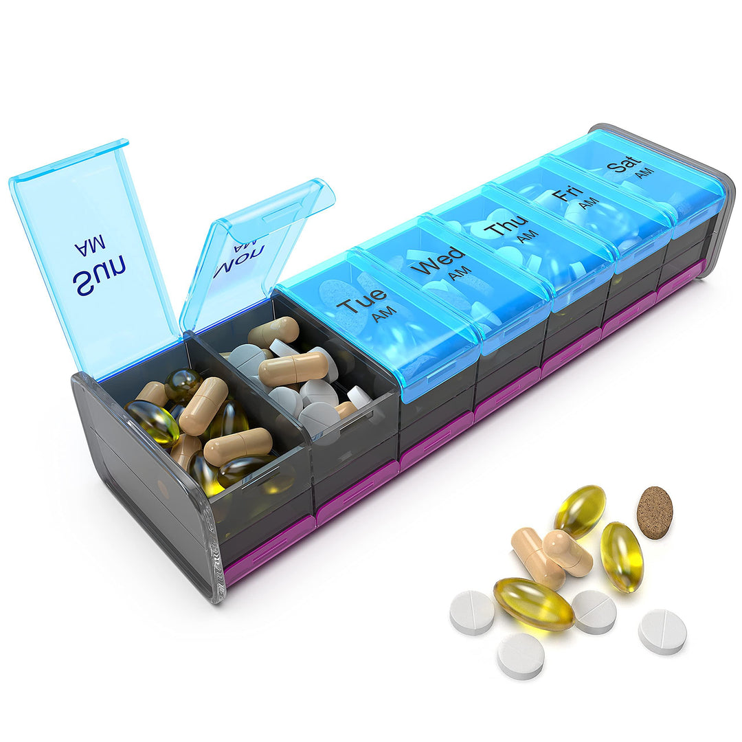 Extra Large Pill Organizer  XXL Pill Box 7 Day   Weekly Pill Organizer with AM PM Large Compartments Big Pill Case for Supplements Jumbo Pill Holder for Vitamins Huge Medicine Organizer 2 Times a Day