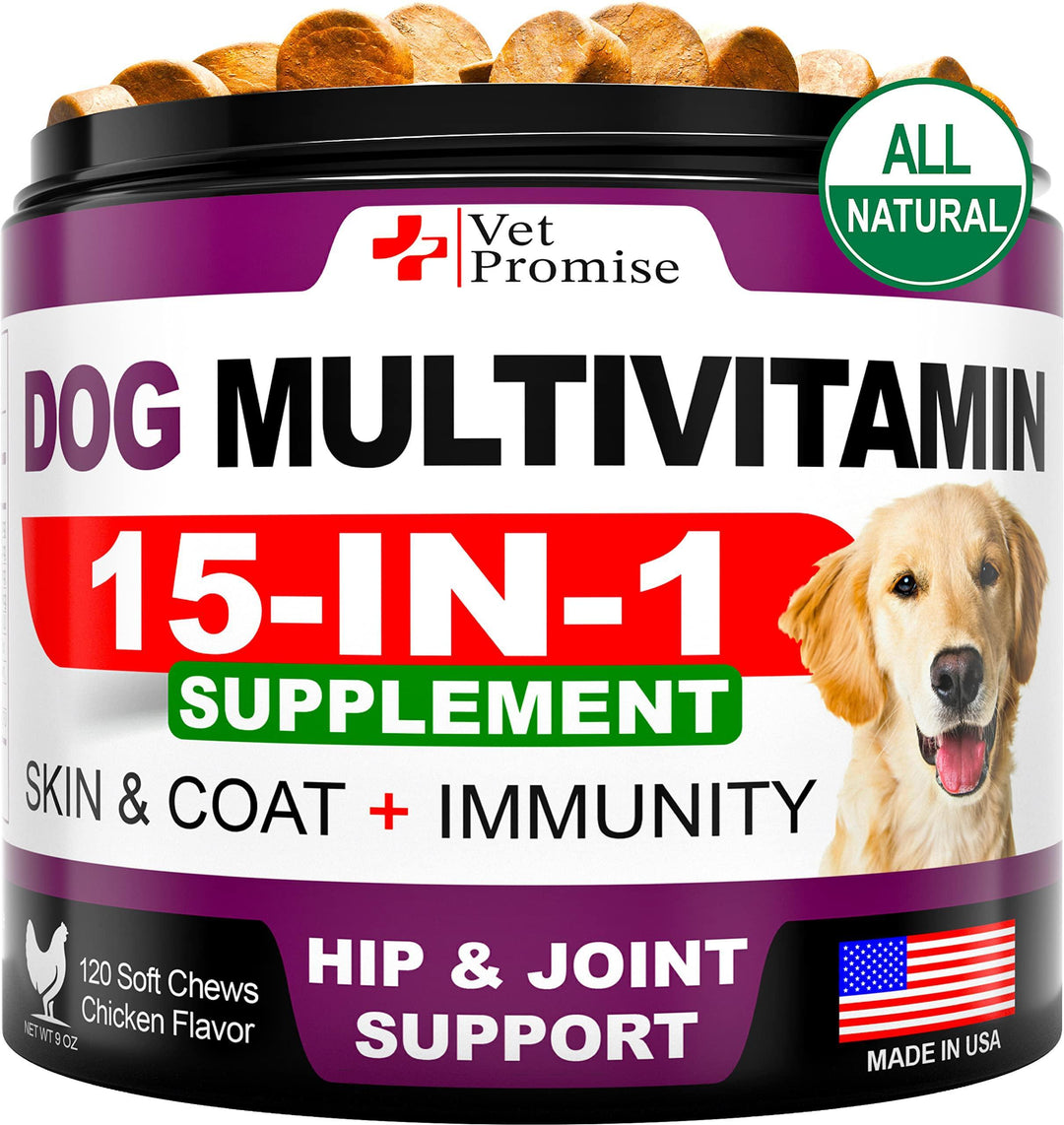 Dog Multivitamin Chewable with Glucosamine   Dog Vitamins and Supplements   Senior & Puppy Multivitamin for Dogs   Pet Joint Support Health   Immunity   Mobility   Energy   Gut   Skin   120 Chews