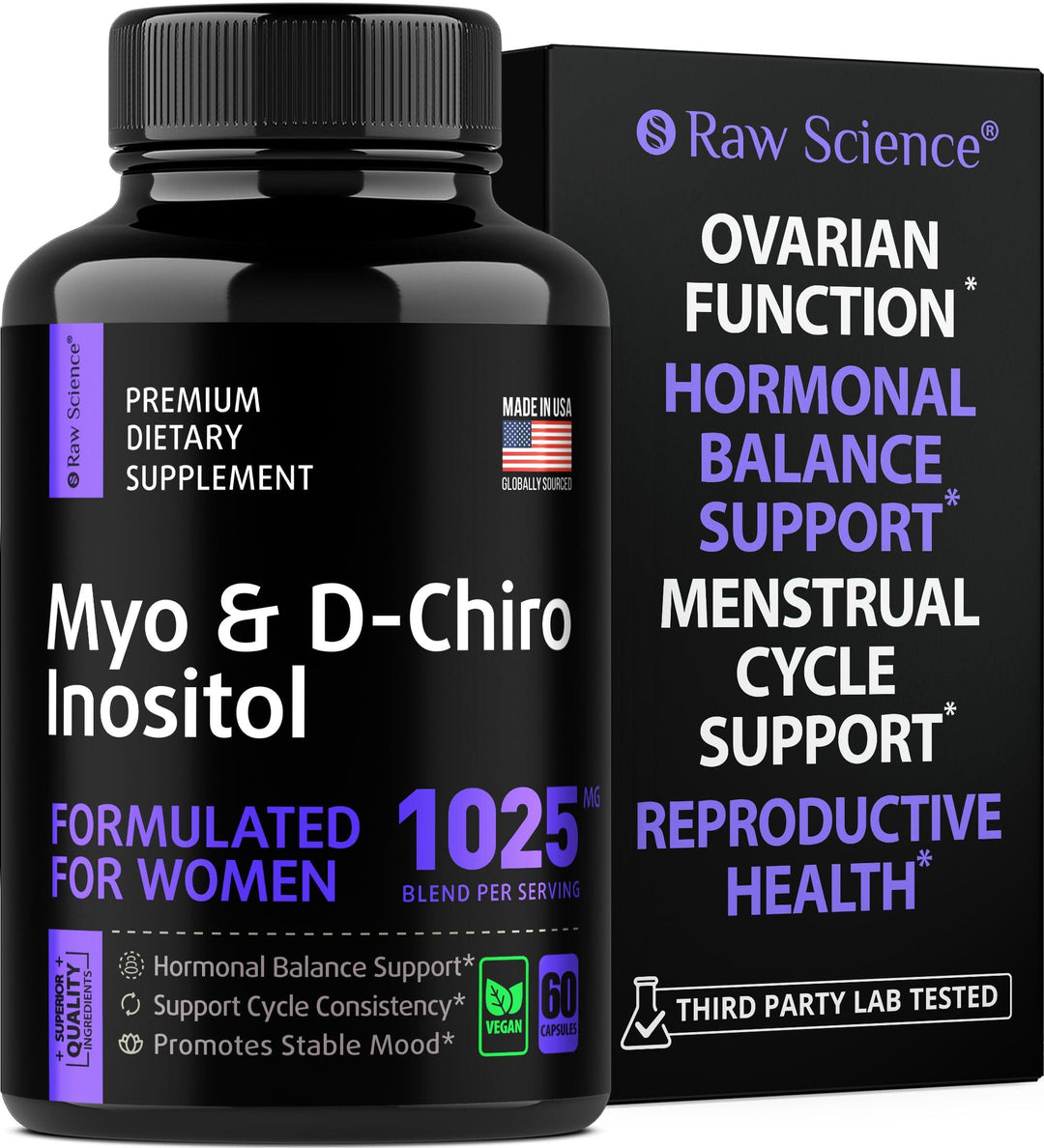 Myo Inositol & D Chiro Inositol   Fertility Supplements for Women & Ovarian Support Vitamins   Preconception PCOS Supplements   40:1 Ratio Hormone Balance Inositol Supplement Vitamin B8   60 Capsules