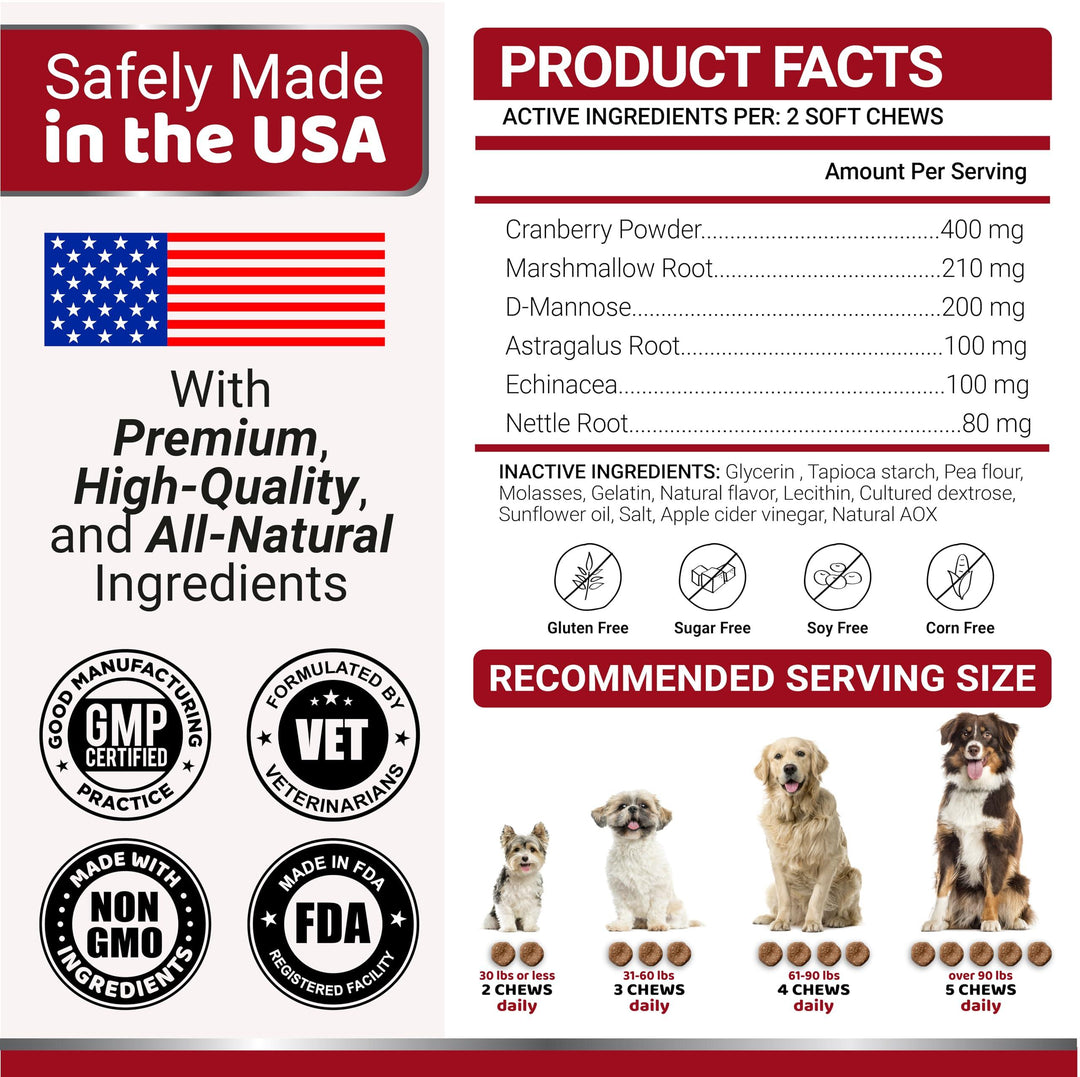 Dog UTI Treatment   170 Treats   Cranberry Supplement for Dogs   Bladder Control for Dogs   Dog Urinary Tract Infection Treatment   UTI Medicine for Dogs Multivitamin   Dog Vitamins and Supplements