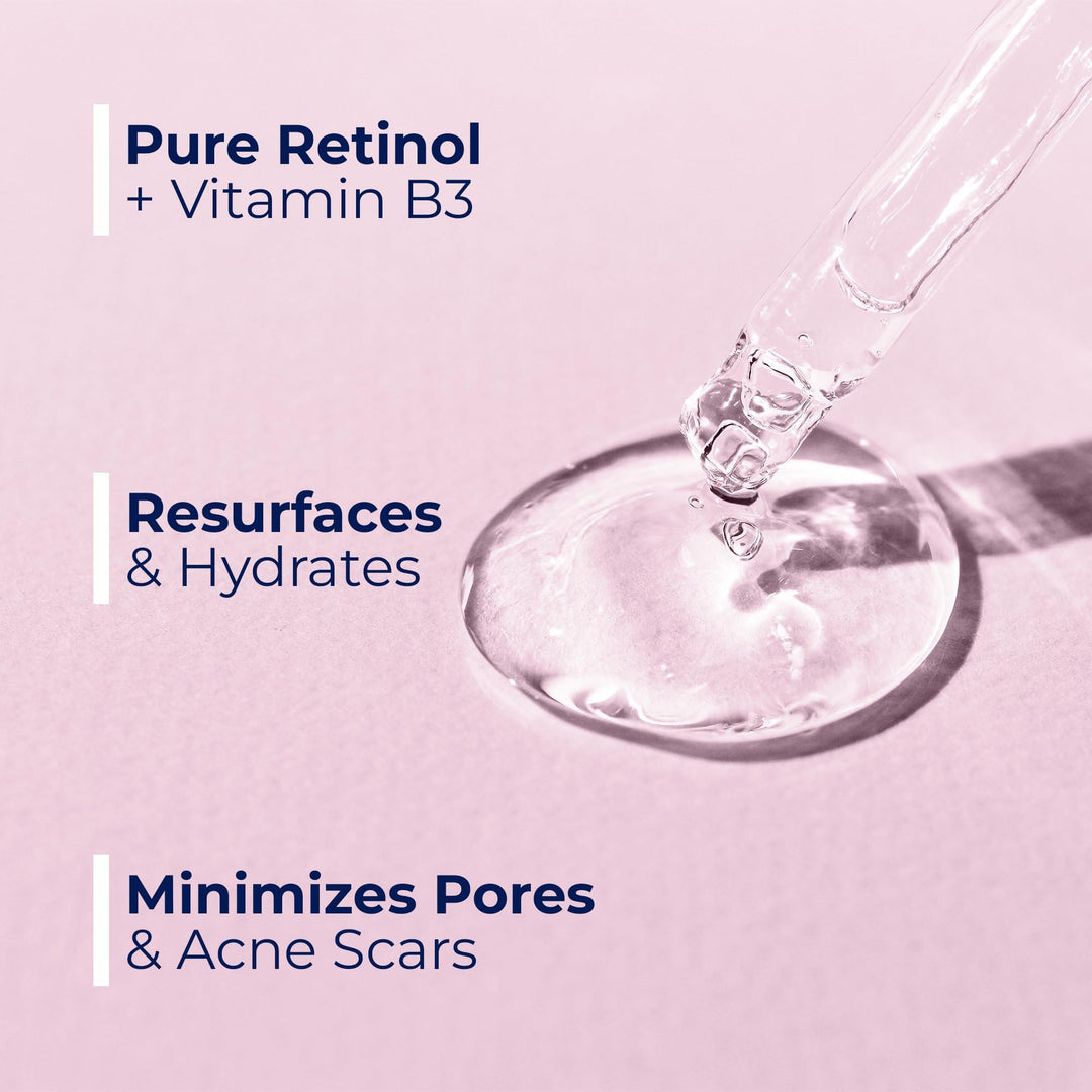 Resurfacing Retinol Serum for Face with Vitamin B3   Pure Retinol Face Serum for Anti Aging Wrinkles Fine Lines Acne Scar and Sun Spots for a Radiant Complexion   Boost Collagen and Hydrates