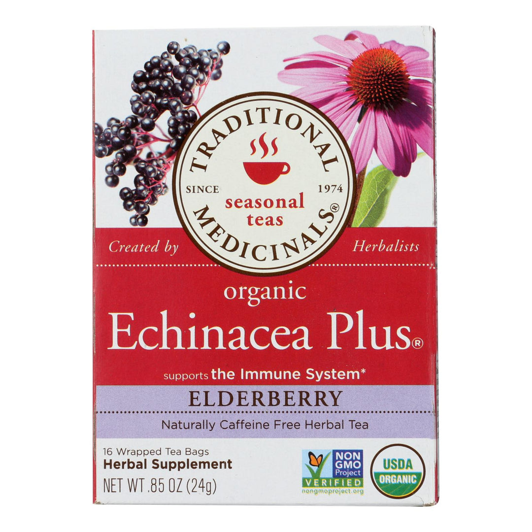 Traditional Medicinals Organic Echinacea Elder Tea -caffeine Free - Case Of 6 - 16 Bags