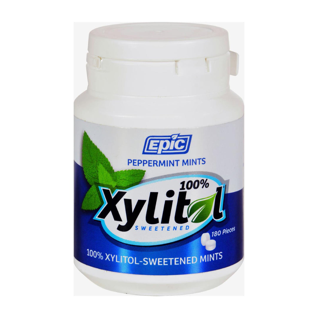 Epic Dental - Xylitol Mints - Peppermint Xylitol Bottle - 180 Ct