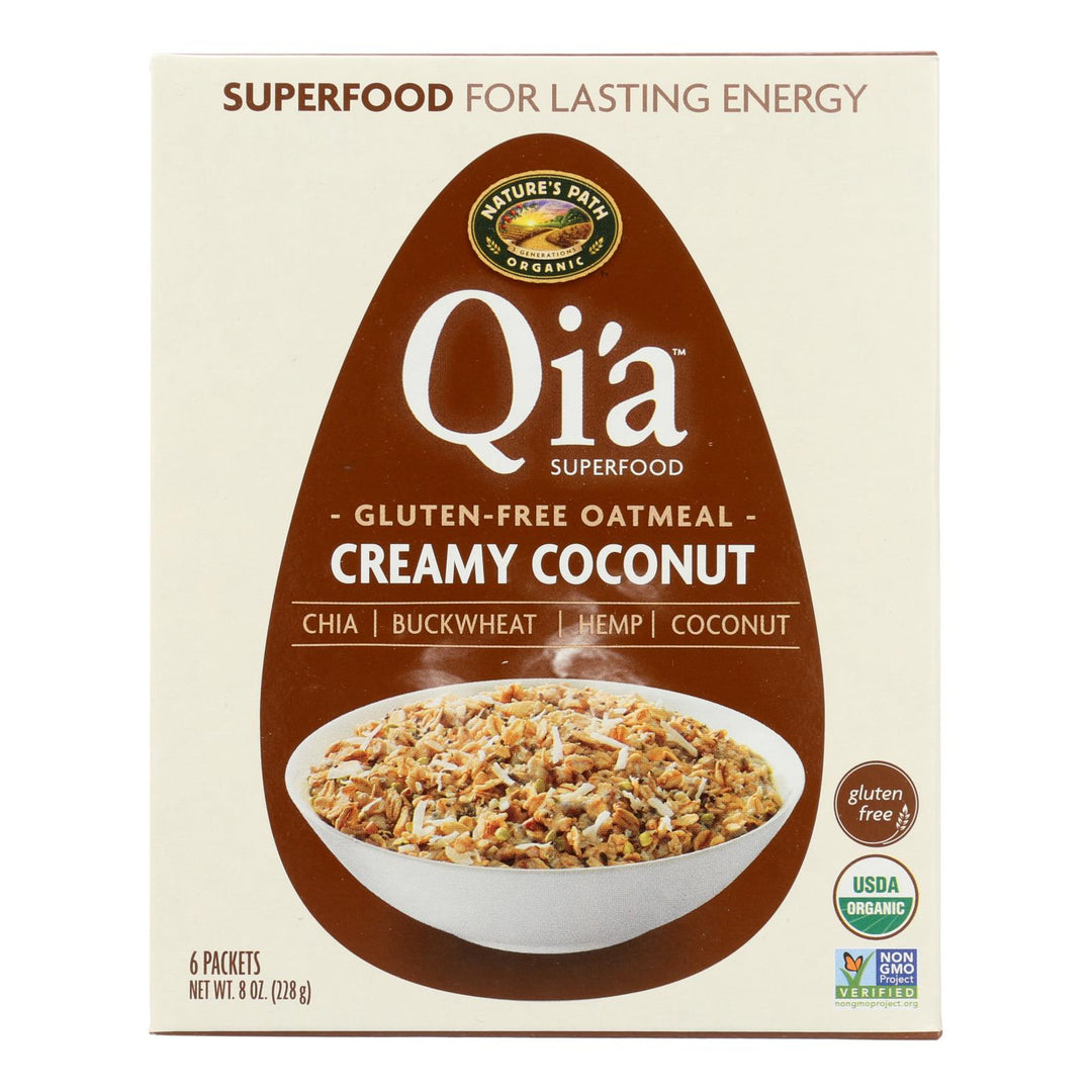 Nature's Path Organic Qi'a Superfood Hot Oatmeal - Creamy Coconut - Case Of 6 - 8 Oz.