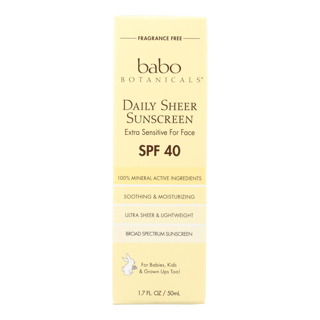 Babo Botanicals - Sunscreen - Daily Sheer - Spf 40 - 1.7 Oz