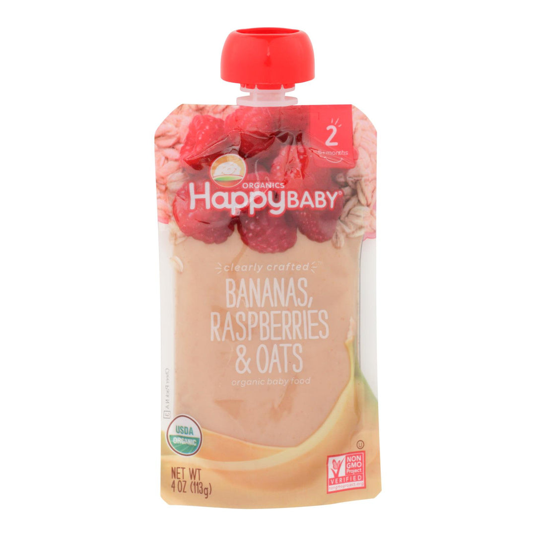 Happy Baby Happy Baby Clearly Crafted - Bananas Raspberries And Oats - Case Of 16 - 4 Oz.