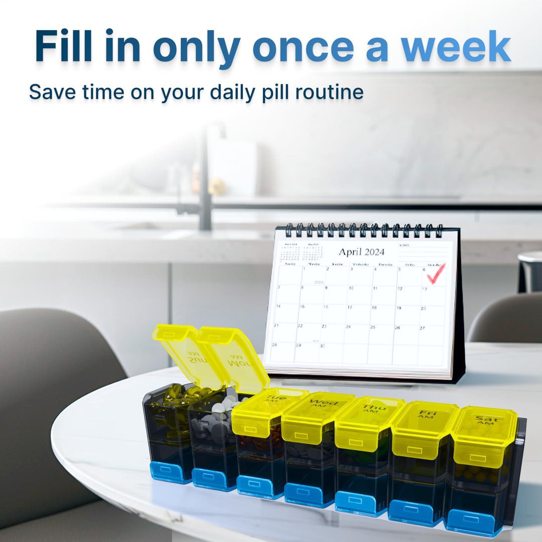 Extra Large Weekly Pill Organizer 2 Times a Day   Xl Pill Case Am Pm   Big Pill Box 7 Day Oversized Daily Vitamin Organizer Jumbo Pill Container Medicine Holder Twice a Day Supplement Dispenser