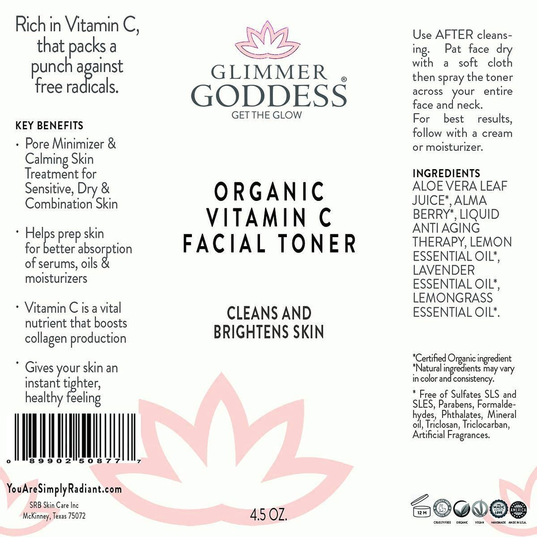 Organic Alcohol Free Vitamin C Facial Toner Natural Astringent Face Toner With 28 Vitamins