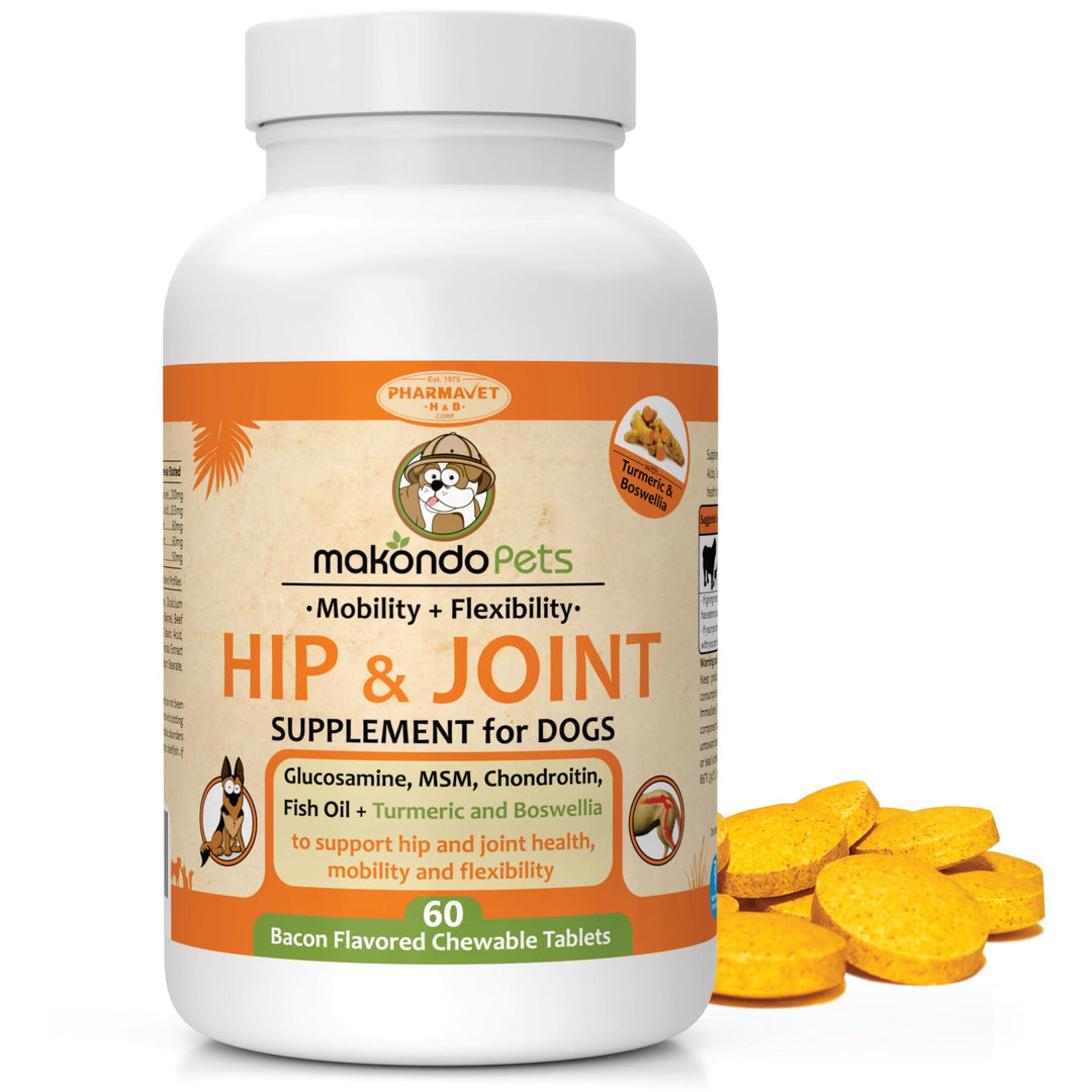 Dog Hip and Joint Supplement with Glucosamine Turmeric for Dogs Chondroitin MSM Boswellia. Tablets for Mobility Agility Limping Pain & Inflammation Relief for Senior Dogs