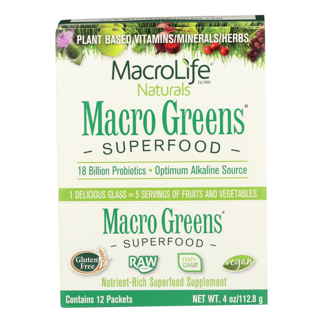 Macrolife Naturals Macro Greens Original - 12 Packets - 4 Oz