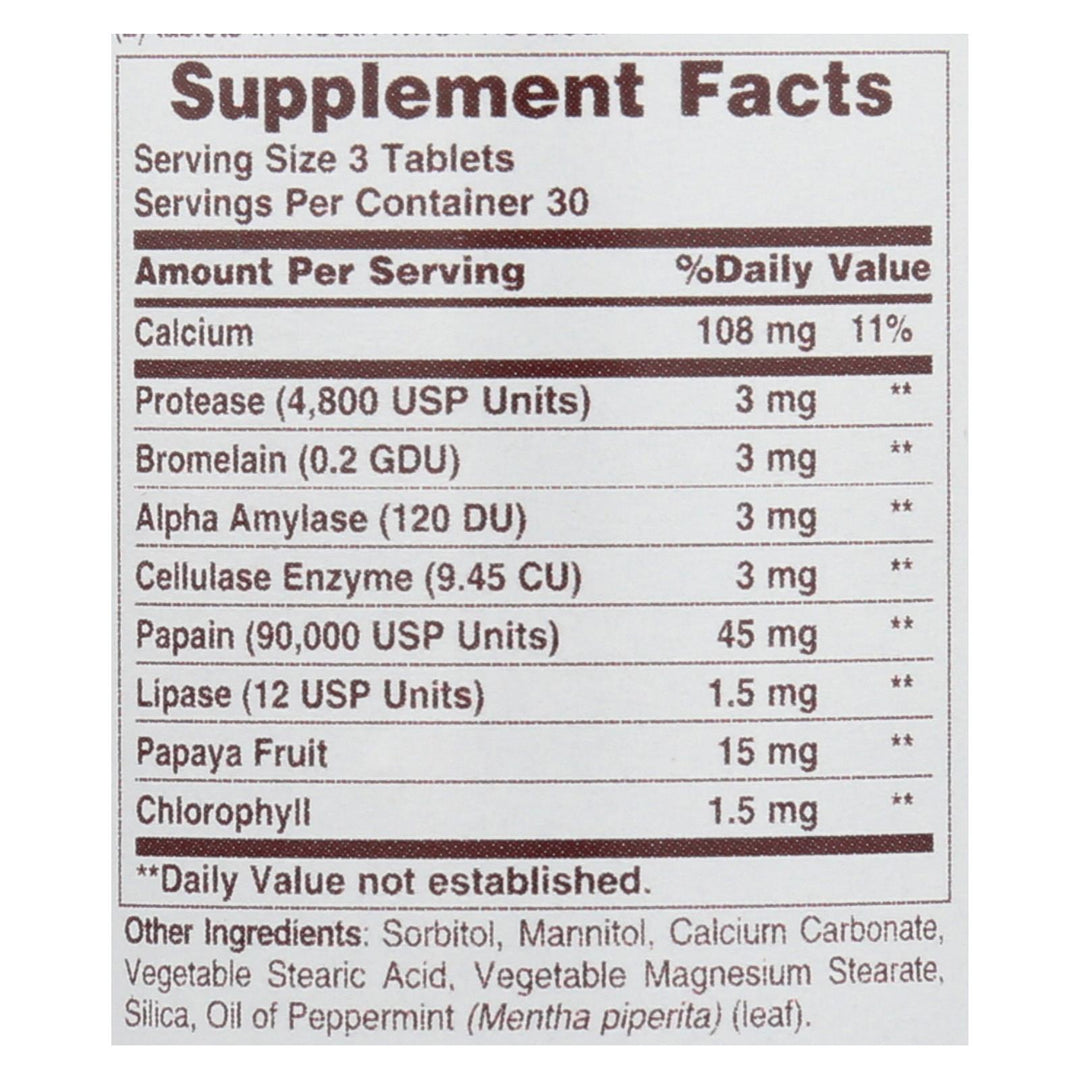 American Health - Super Papaya Enzyme Plus Chewable - 90 Chewable Tablets