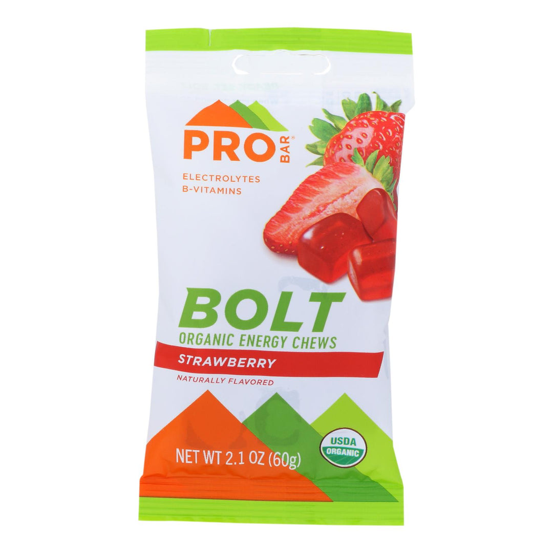 Probar Bolt Energy Chews - Organic Strawberry - 2.1 Oz - Case Of 12