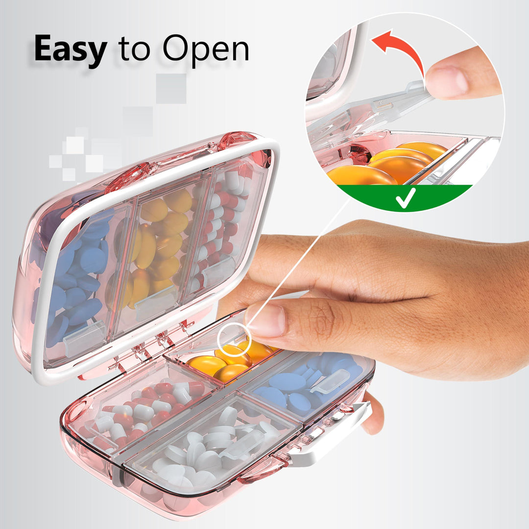 Travel Pill Organizer   Moisture Proof Pill Holder Daily Medicine Organizer Box Small Pill Case for Vitamin Supplement Pocket Pharmacy with Labels Pill Box For Purse Cute Pill Container 7 Compartments