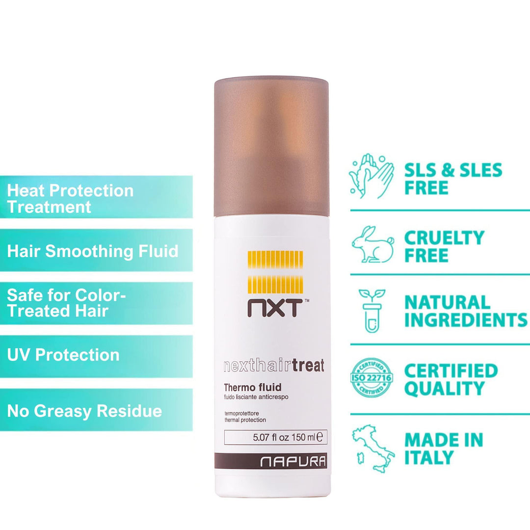 Heat Protectant & Flat Iron Treatment (5.07 fl oz)   Hair Smoothing Thermal Fluid   Exceptional Silkiness Softness and Shine with Active Shine Technology and Vitamin E