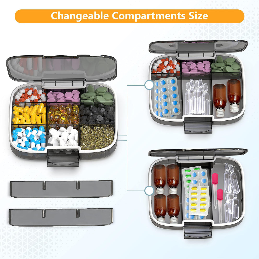 Extra Large Pill Organizer Jumbo Medicine Organizer Box with Labels Pill Case Large Capacity Portable Pill Dispenser Travel Pill Holder Moisture Proof Medication Storage Vitamin Supplement Container