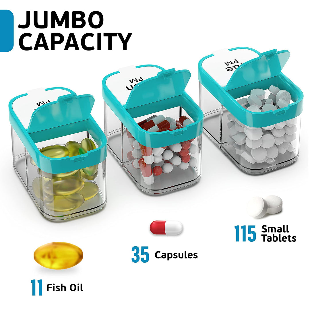 Extra Large Weekly Pill Organizer   XL Daily Pill Box   7 Day Am Pm Pill Case Jumbo Pill Container for Supplements Big Pill Holder Twice A Day Oversized Daily Medicine Organizer for Vitamins