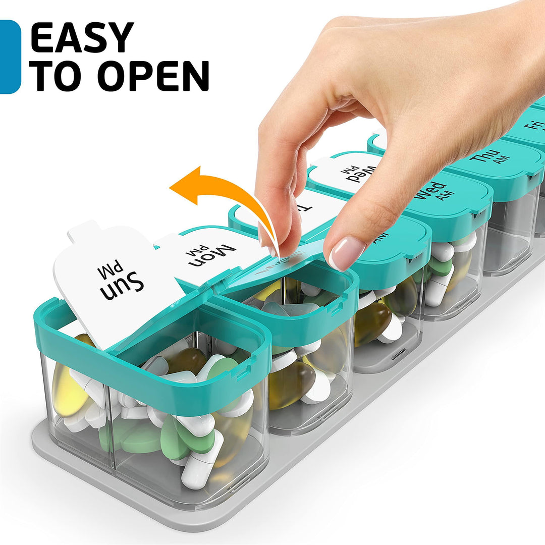 Extra Large Weekly Pill Organizer   XL Daily Pill Box   7 Day Am Pm Pill Case Jumbo Pill Container for Supplements Big Pill Holder Twice A Day Oversized Daily Medicine Organizer for Vitamins