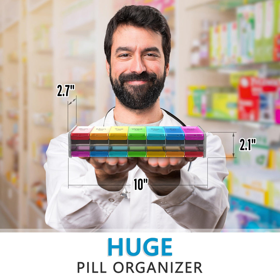 Extra Large Pill Organizer  XXL Pill Box 7 Day   Weekly Pill Organizer with AM PM Large Compartments Big Pill Case for Supplements Jumbo Pill Holder for Vitamins Huge Medicine Organizer 2 Times a Day