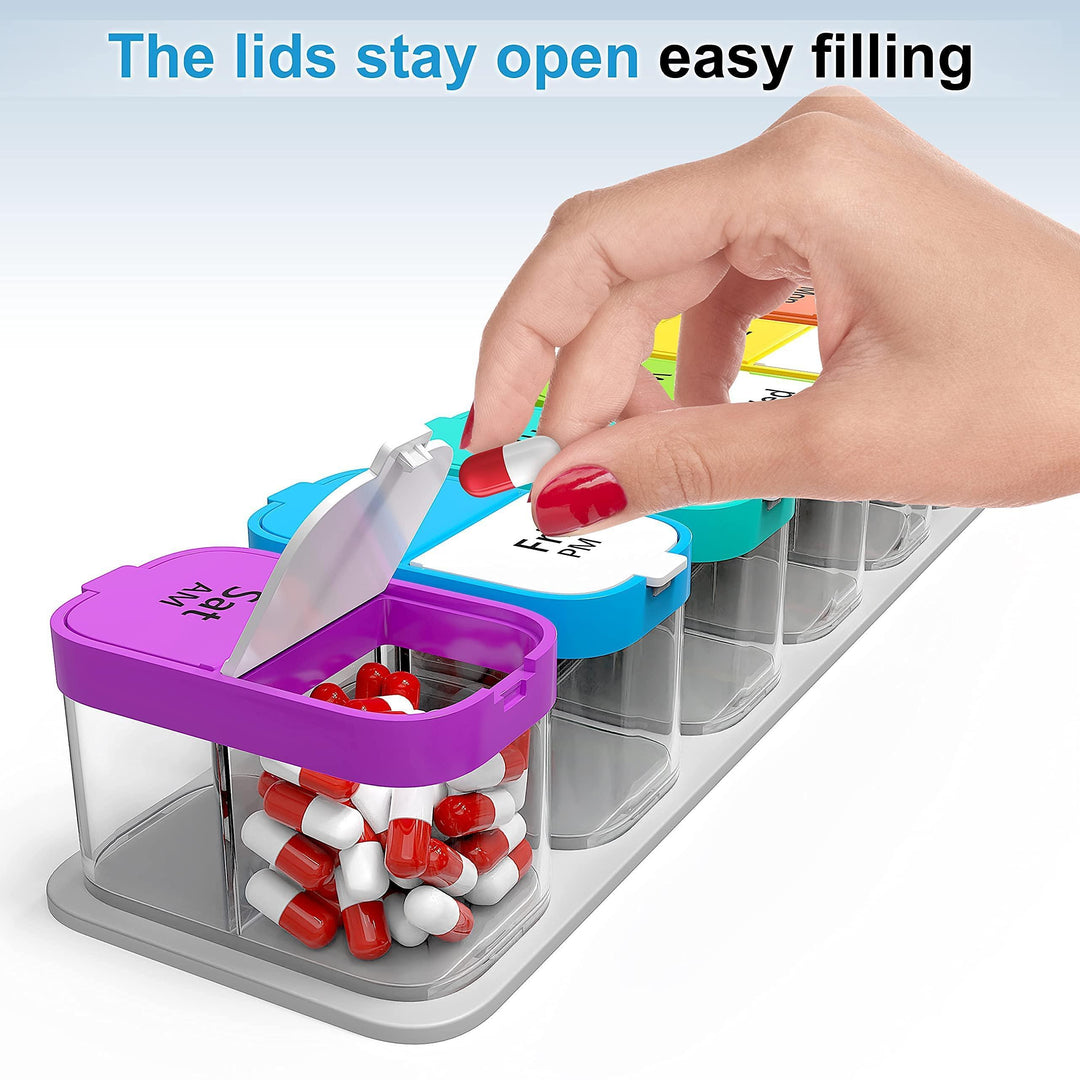 Extra Large Weekly Pill Organizer   XL Daily Pill Box   7 Day Am Pm Jumbo Pill Case Container for Supplements Big Pill Holder Twice A Day Oversized Daily Medicine Organizer for Vitamins