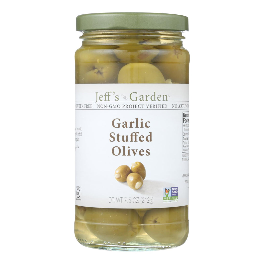 Jeff's Natural Jeff's Natural Garlic Stuffed Olives - Garlic Stuffed Olives - Case Of 6 - 7.5 Oz.