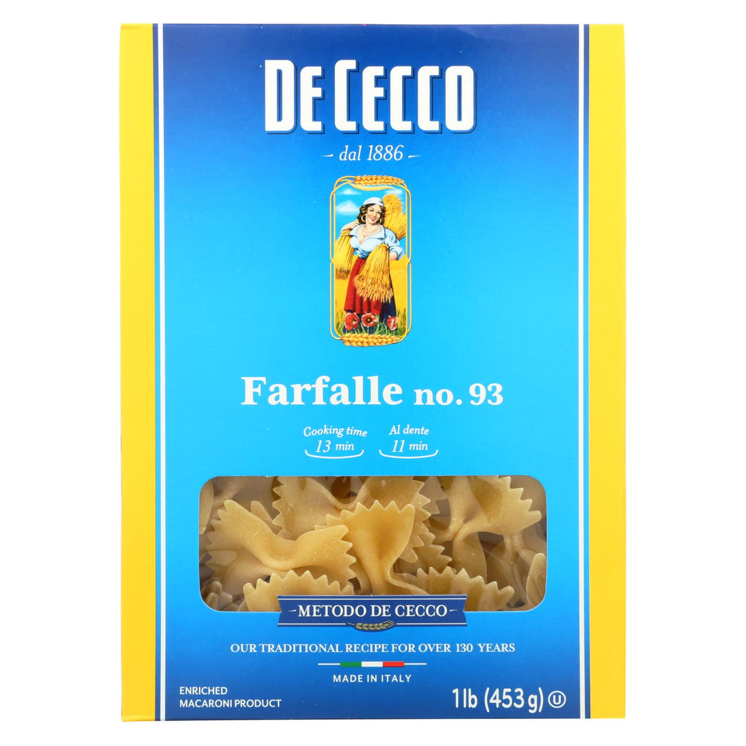 De Cecco Pasta - Pasta - Farfalle - Bowties - Case Of 12 - 16 Oz