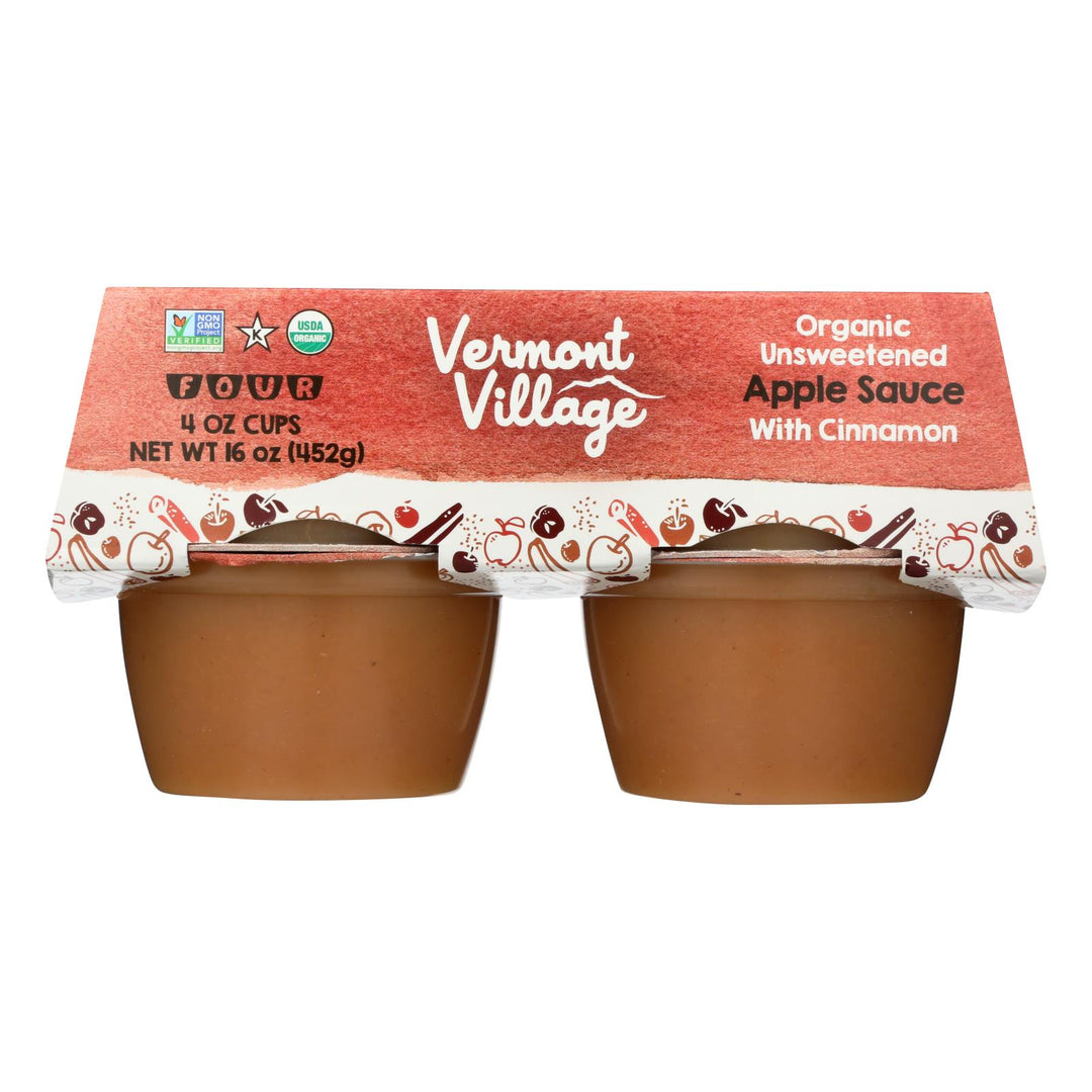 Vermont Village Organic Applesauce - Cinnamon - Case Of 12 - 4 Oz.