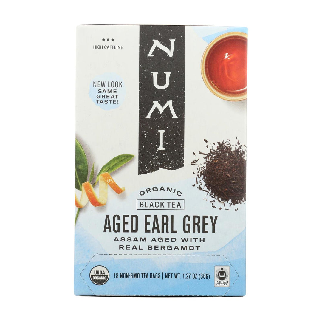 Numi Aged Earl Grey Bergamot Black Tea - 18 Tea Bags - Case Of 6