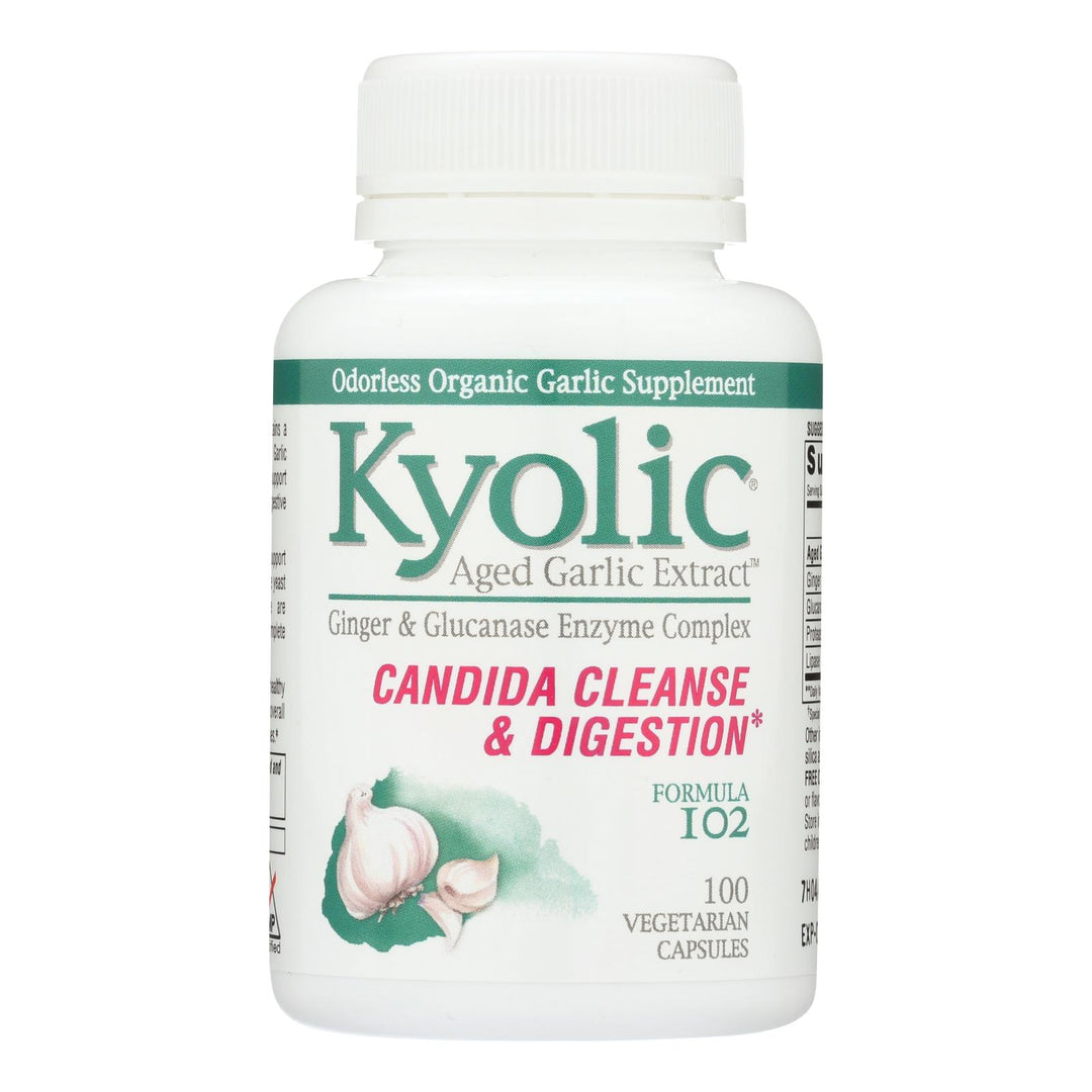 Kyolic - Aged Garlic Extract Candida Cleanse And Digestion Formula 102 - 100 Vegetarian Capsules