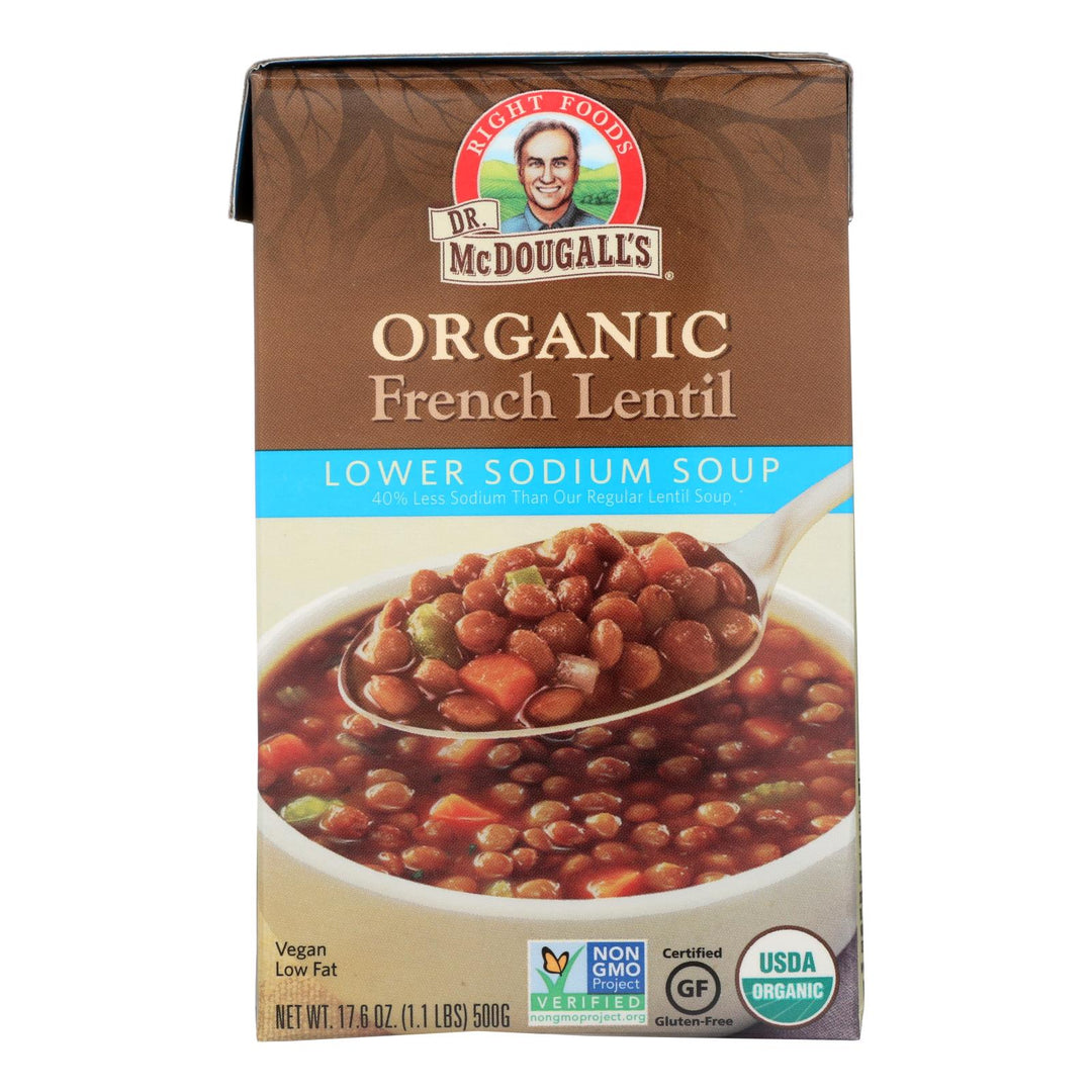 Dr. Mcdougall's Organic French Lentil Lower Sodium Soup - Case Of 6 - 17.6 Oz.