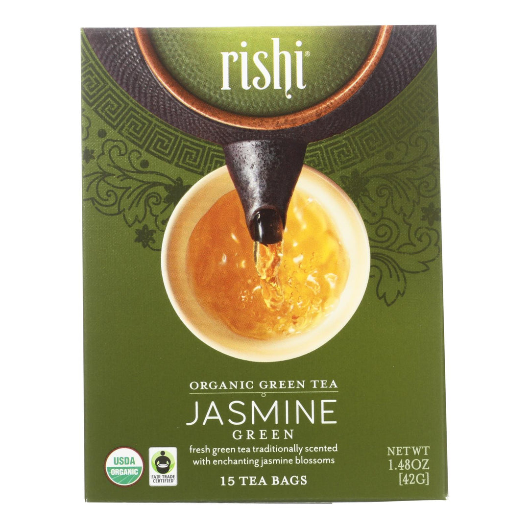 Rishi Organic Green Tea - Jasmine - Case Of 6 - 15 Bags