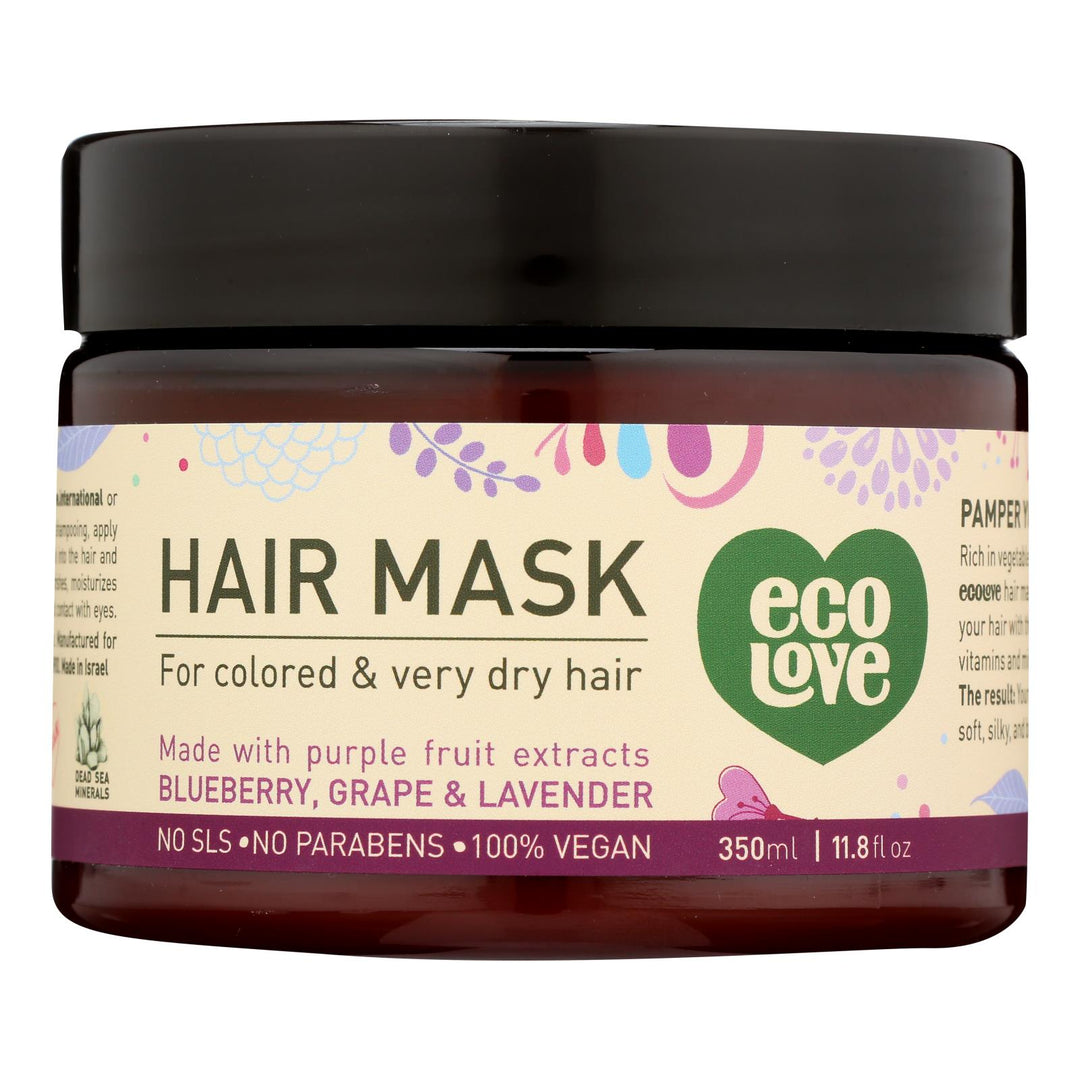 Ecolove Hair Mask - Purple Fruit Hair Mask For Colored And Very Dry Hair  - Case Of 1 - 11.8 Oz.